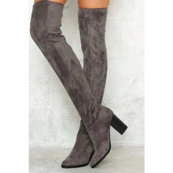 LIPSTIK Tizzy Over-the-Knee Boot in Grey (Hello Molly) SZ 9 BUT FITS LIKE 8~8.5 - Picture 1 of 9